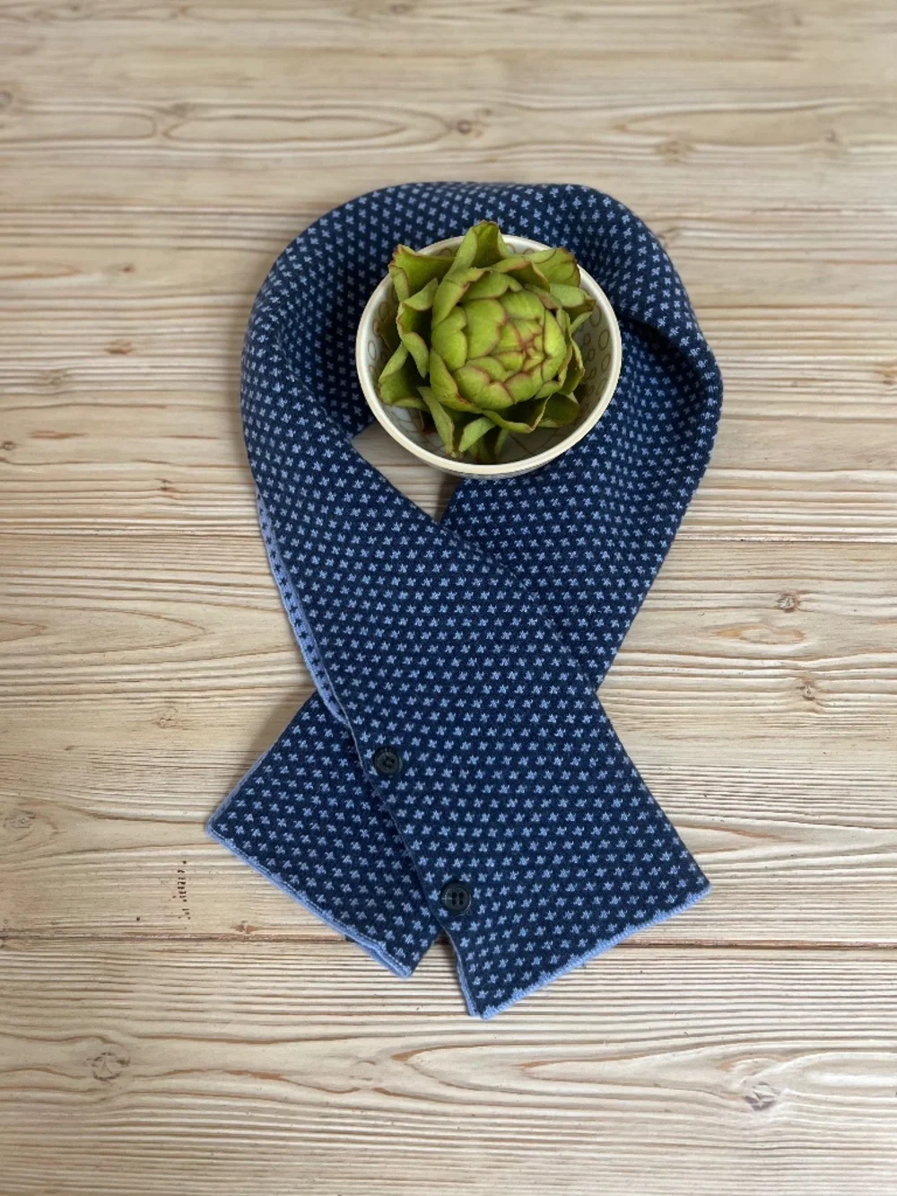 CashmereItaly Italian Cashmere Silk Button Scarf Neck Warmer NWT Navy Blue